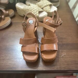 Yellow Box Tan Platform Sandals with Ankle Strap